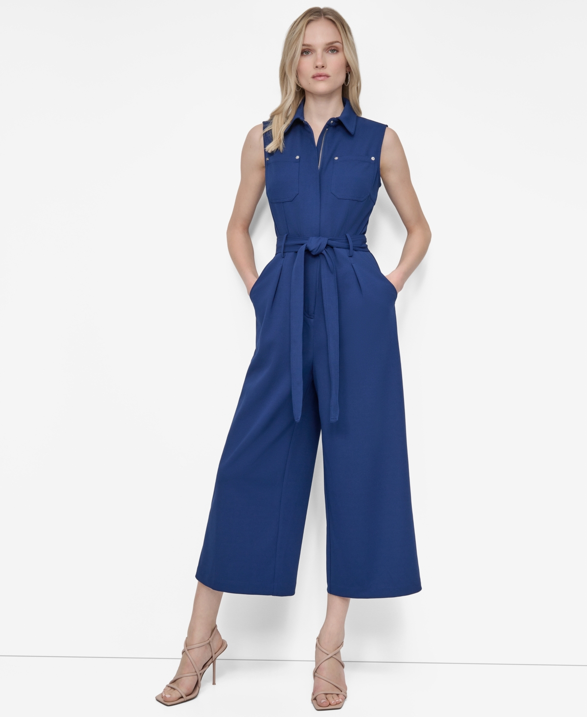 Dkny Women's Cargo Sleeveless Jumpsuit In Blue