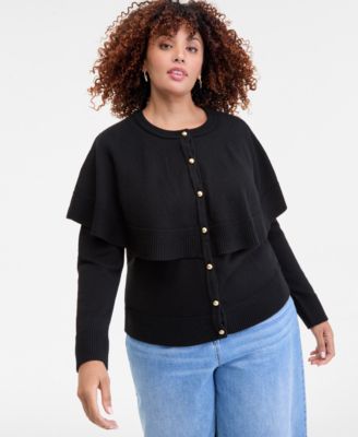 On 34th - Trendy Plus Size Cape-Overlay Cardigan