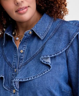 トップス HOLDAY for VONIQUE RUFFLE DENIM SHIRT HOLDAY for VONIQUE RUFFLE DENIM SHIRT