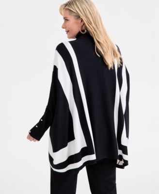 Plus Size Solid Turtleneck Poncho Sweater, Macy's  Exclusive