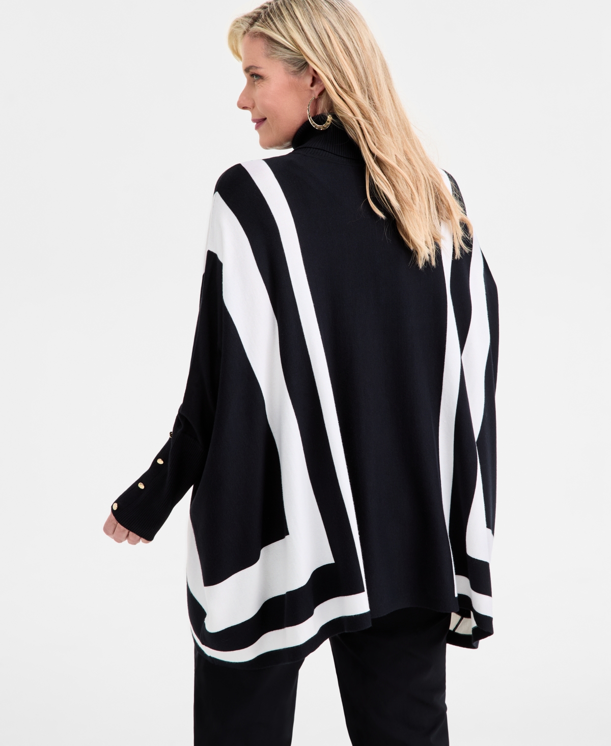 Jm Collection Plus Size Solid Turtleneck Poncho Sweater, Macy's Exclusive In Multi