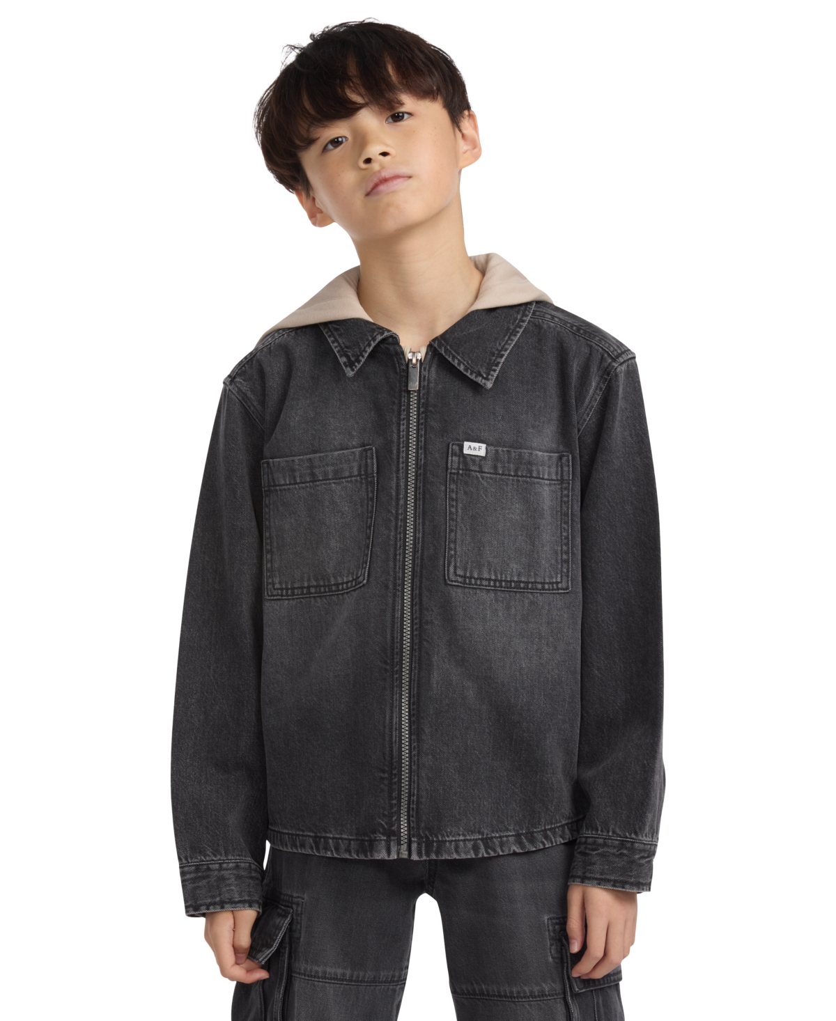 Abercrombie Kids Boys'  & Fitch Hooded Denim Jacket - Little Kid, Big Kid In Gray