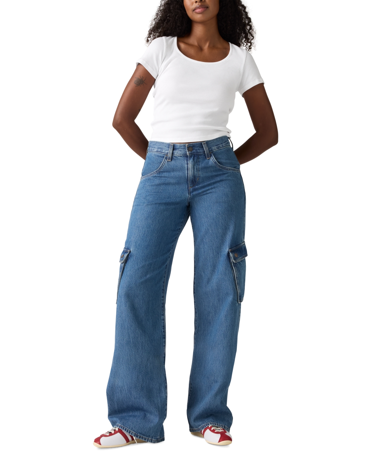 Levi's Women's Super Low Loose-fit Cargo Jeans In Blue
