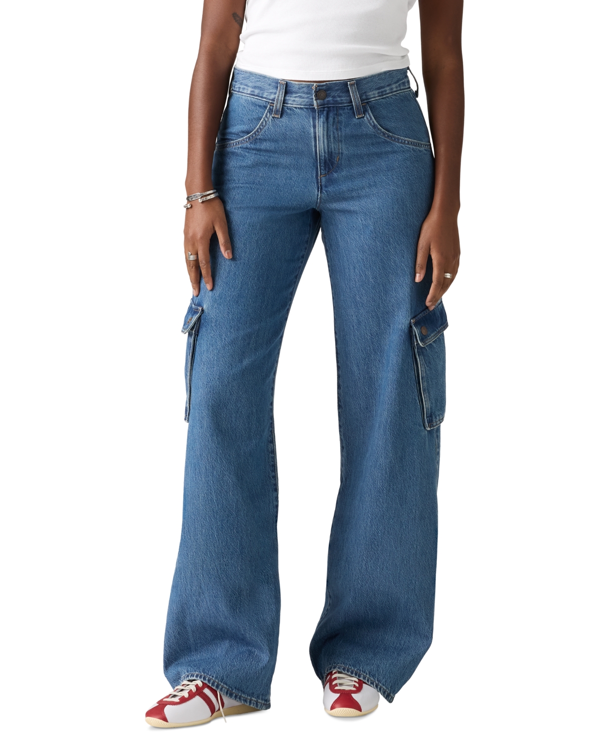 Levi's Women's Super Low Loose-fit Cargo Jeans In Blue