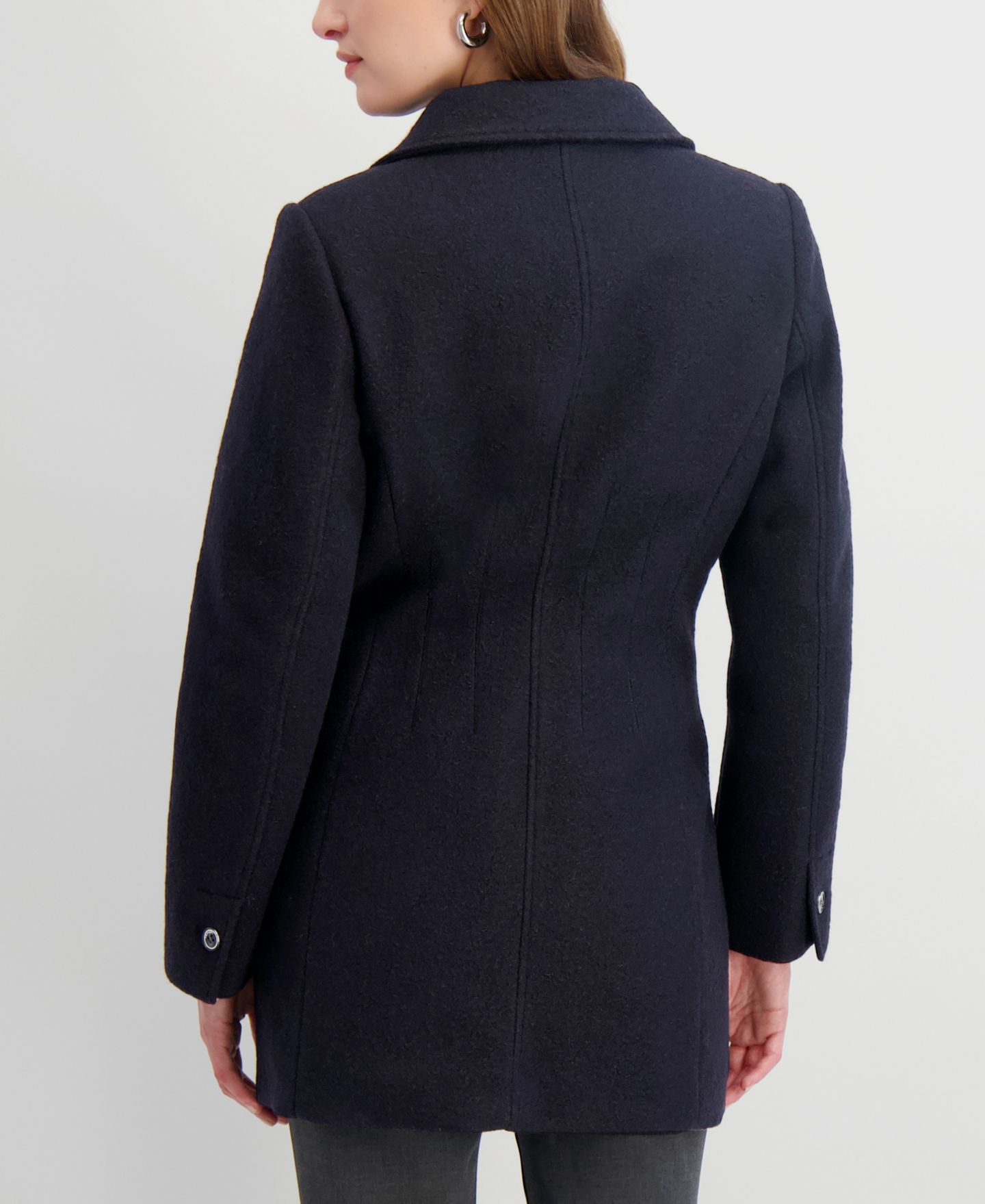 Женское пальто Tahari Notched-Collar Single-Breasted Peacoat, цвет: Тёмно-синий — фото 2