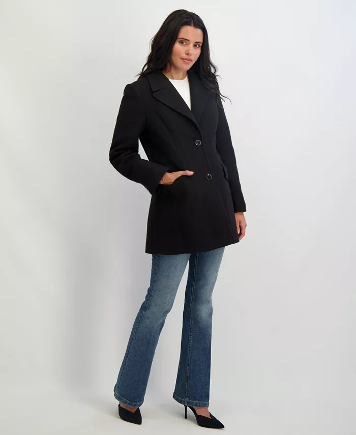 Women's Notched-Collar Single-Breasted Peacoat - thumbnail 10