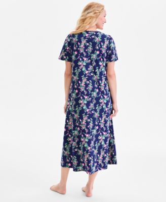 Women's Cotton Short-Sleeve Lace-Trim Nightgown