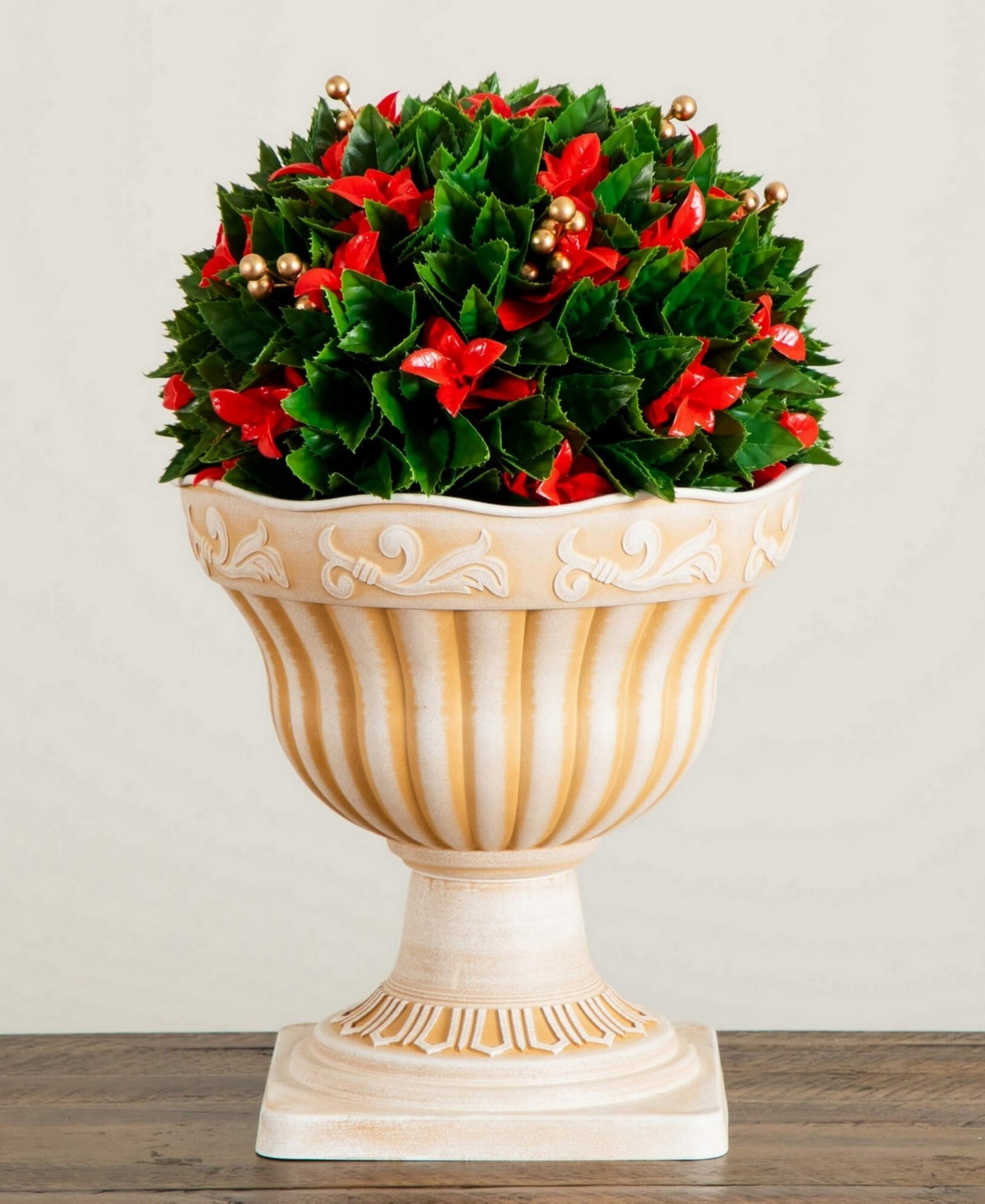 Nearly Natural 22" Uv Resistant Artificial Christmas Ball In Classic Decorative Planter Indoor And Outdoor In Multi