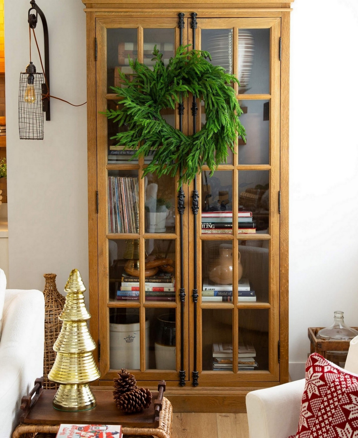 Nearly Natural 24" Artificial Touch Norfolk Island Pine Wreath With Natural Look In Green