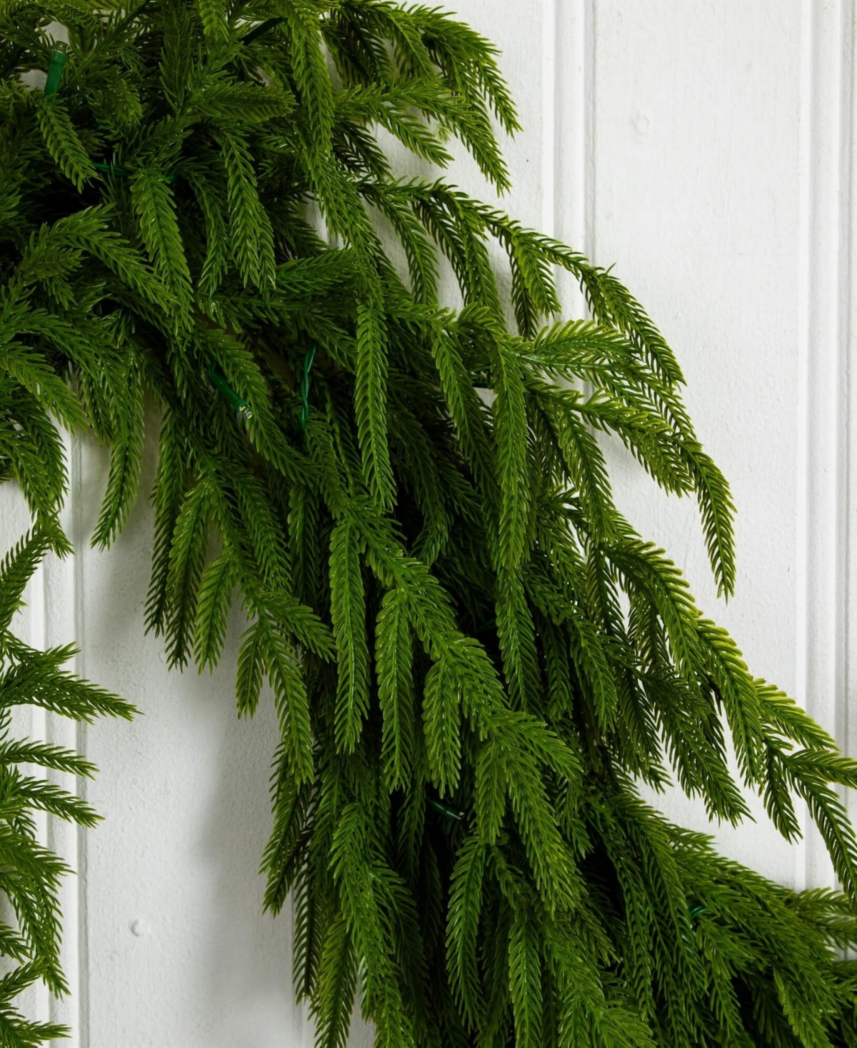 Nearly Natural 9ft. Pre-lit Artificial Real Touch Norfolk Island Pine Garland In Green