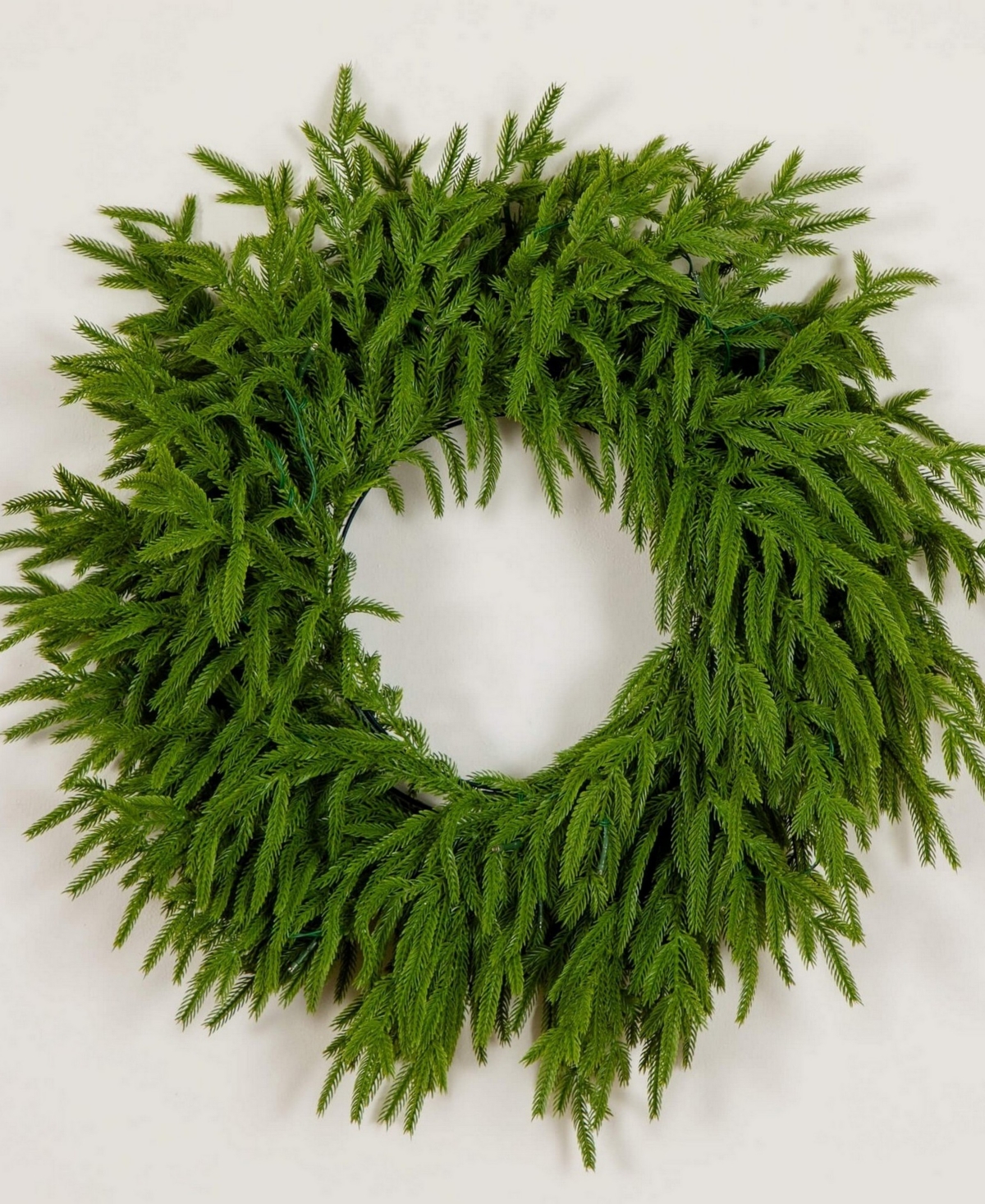 Nearly Natural 20" Pre-lit Artificial Touch Norfolk Island Pine Wreath Led Lights In Green