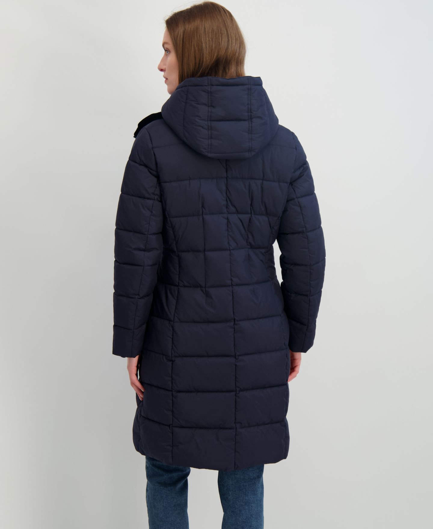 Женская куртка Tahari Hooded Bibbed Puffer, цвет: Тёмно-синий — фото 2