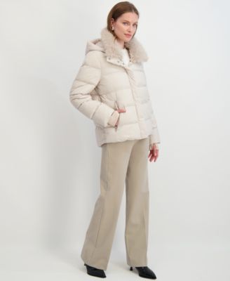 Women's Faux-Fur-Collar Hooded Puffer Coat