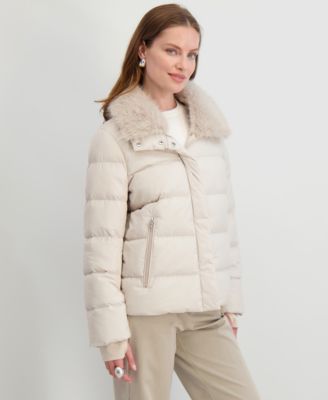 Women's Faux-Fur-Collar Hooded Puffer Coat