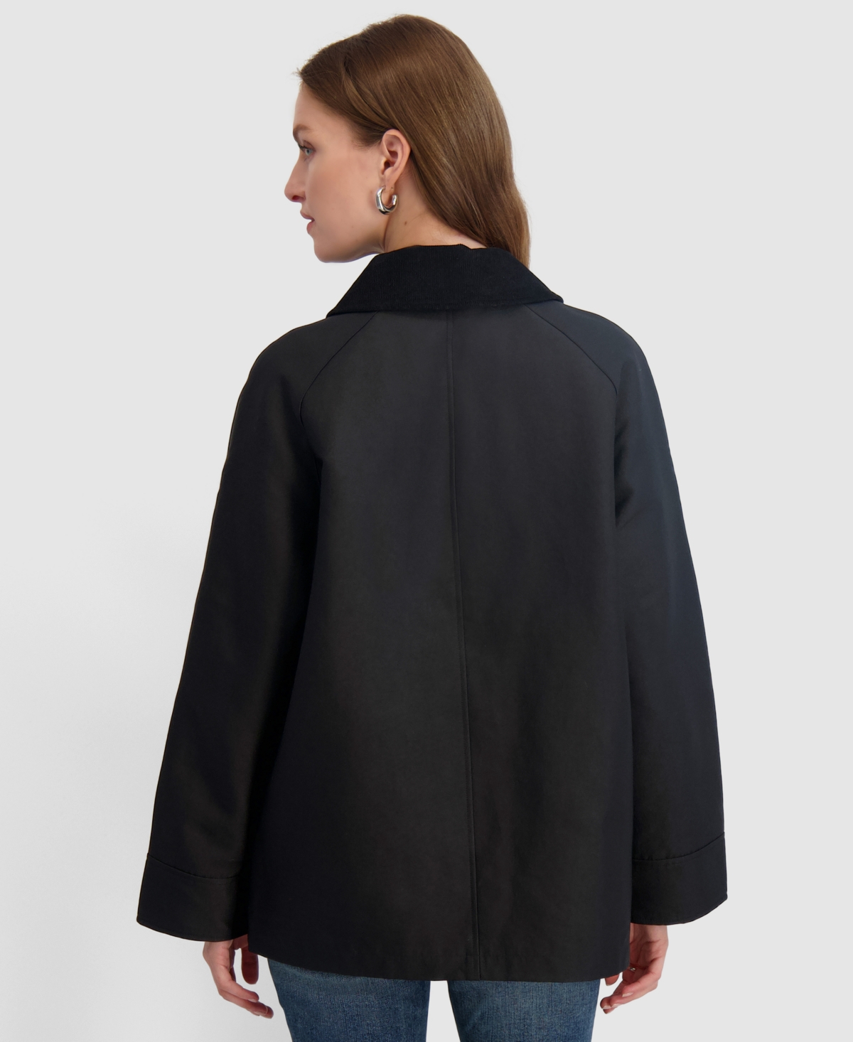 Tahari Taylor Short Rain Coat In Black