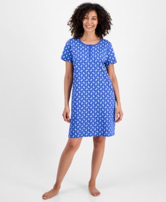 Charter Club - Women's Cotton Printed Henley Sleepshirt