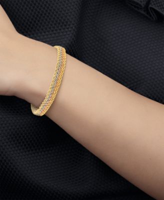 Four-Row Rope Link Chain Bracelet in 14k Tricolor Gold
