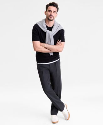 Men's Regular-Fit Textured 100% Cashmere Sweater T-Shirt, Macy's Exclusive