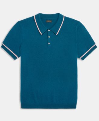 Men's Regular-Fit Tipped 100% Cashmere Sweater Polo Shirt, Macy's Exclusive