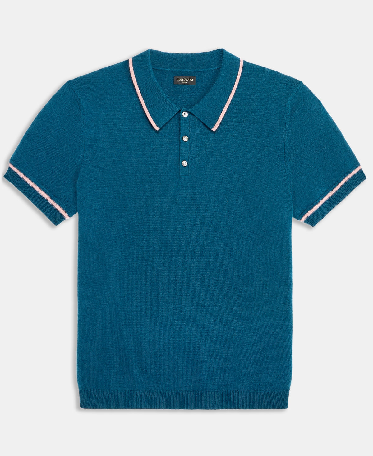 Club Room Men's Regular-fit Tipped 100% Cashmere Sweater Polo Shirt, Macy's Exclusive In Blue