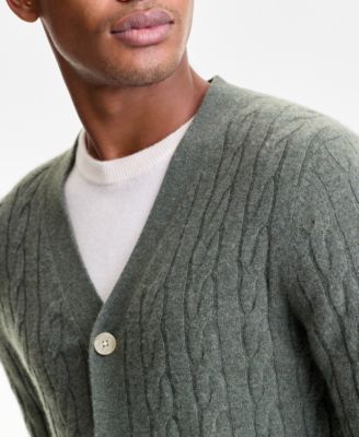 Men's Regular-Fit Cable-Knit 100% Cashmere Cardigan, Macy's Exclusive