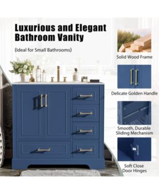 36" Bathroom Vanity with Ceramic Sink & Soft Close Doors/Drawers