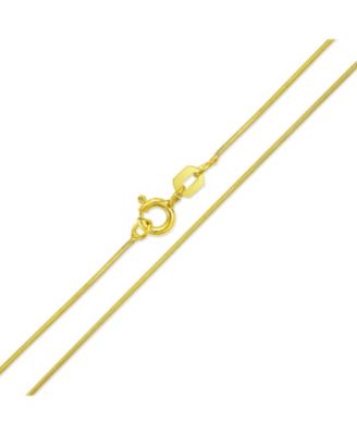 Flexible Strong 1MM Gold Plated .925 Sterling Silver Magic 8-Sided Snake Chain Necklace