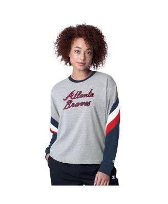 Starter - Women's Heather Gray Atlanta Braves Triple A Fashion Color Block Long Sleeve Top