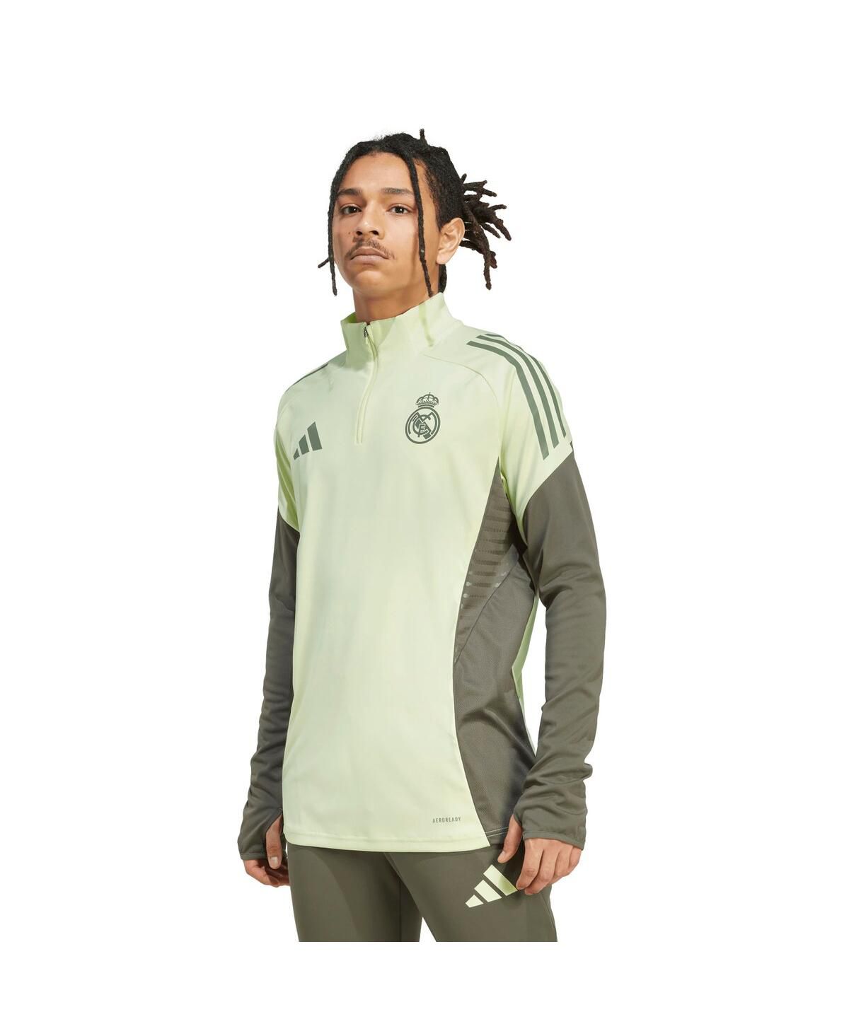 Мужская зеленая толстовка с капюшоном Real Madrid 2025/26 AEROREADY Raglan, тренировочный пуловер на молнии с капюшоном AEROREADY