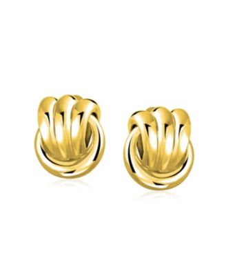 Set of 2 Rope Cable Love Knot Clip-On Earrings for Non-Pierced Ears in Gold Plated Brass
