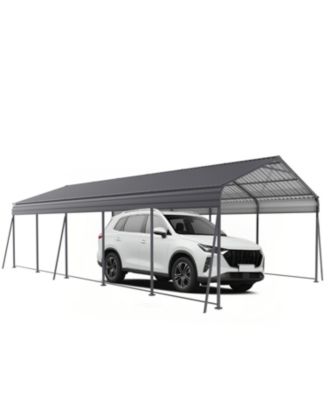Metal Carport 13x26.5 FT Heavy Duty Galvanized Steel Roof Gray