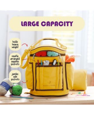 Durable Canvas Crochet & Knitting Bag Organizer with Accessories Case - Yarn Organizer for Crochet Accessories and Supplies