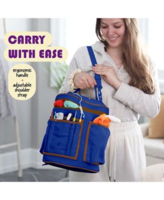 Durable Canvas Crochet & Knitting Bag Organizer with Accessories Case - Yarn Organizer for Crochet Accessories and Supplies