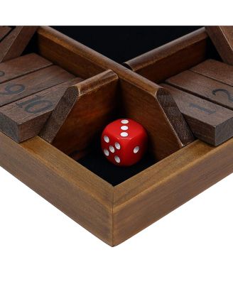 4 Player Shut the Box Dice Board Game with Walnut Stained Wood - 12 in.