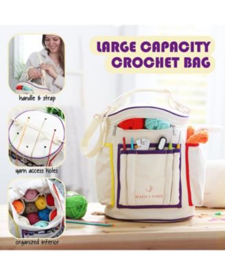 Durable Canvas Crochet & Knitting Bag Organizer with Accessories Case - Yarn Organizer for Crochet Accessories and Supplies
