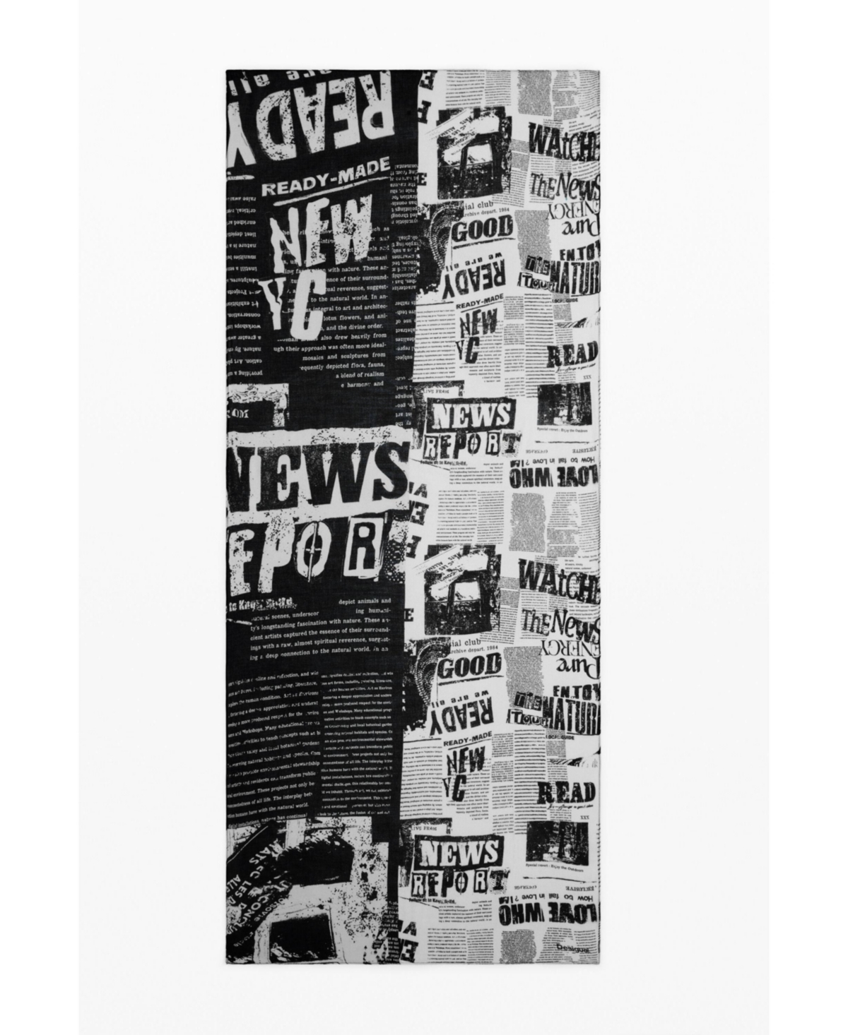 Women's Rectangular newspaper scarf - Black