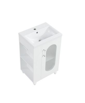 20" MDF & Ceramic Adjustable Shelf Bathroom Vanity with TP Holder & Sink