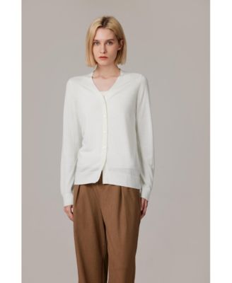 Women's 100% Merino Wool Light Weight Cardigan | Ultra Soft Fine Gauge Sweaters Machine Washable