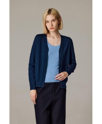 Women's Merino Wool Light Weight Cardigan Ultra Soft Fine Gauge V Neck Sweaters
