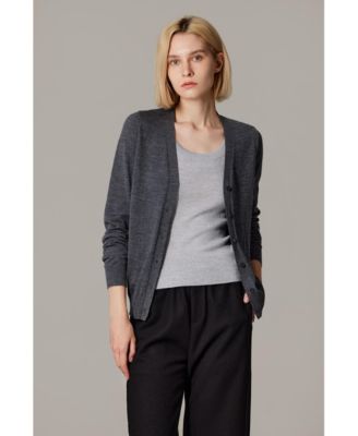 Women's Merino Wool Light Weight Cardigan Ultra Soft Fine Gauge V Neck Sweaters