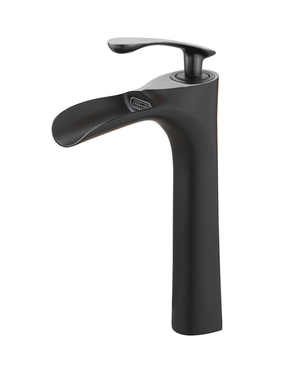 Waterfall Single Hole Single Handle Bathroom Vessel Sink Faucet With Drain Assembly in Matte Black - Matte black