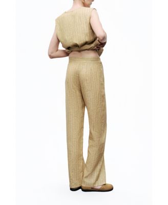 Women's Linen Striped High-Waist Pants