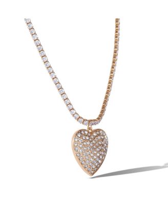 Gold-Tone Heart Pendant Link Chain Necklace