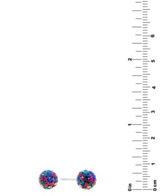 Multicolor Crystal Pav&eacute; Ball Cluster Stud Earrings in Sterling Silver (Also Available in Silver)