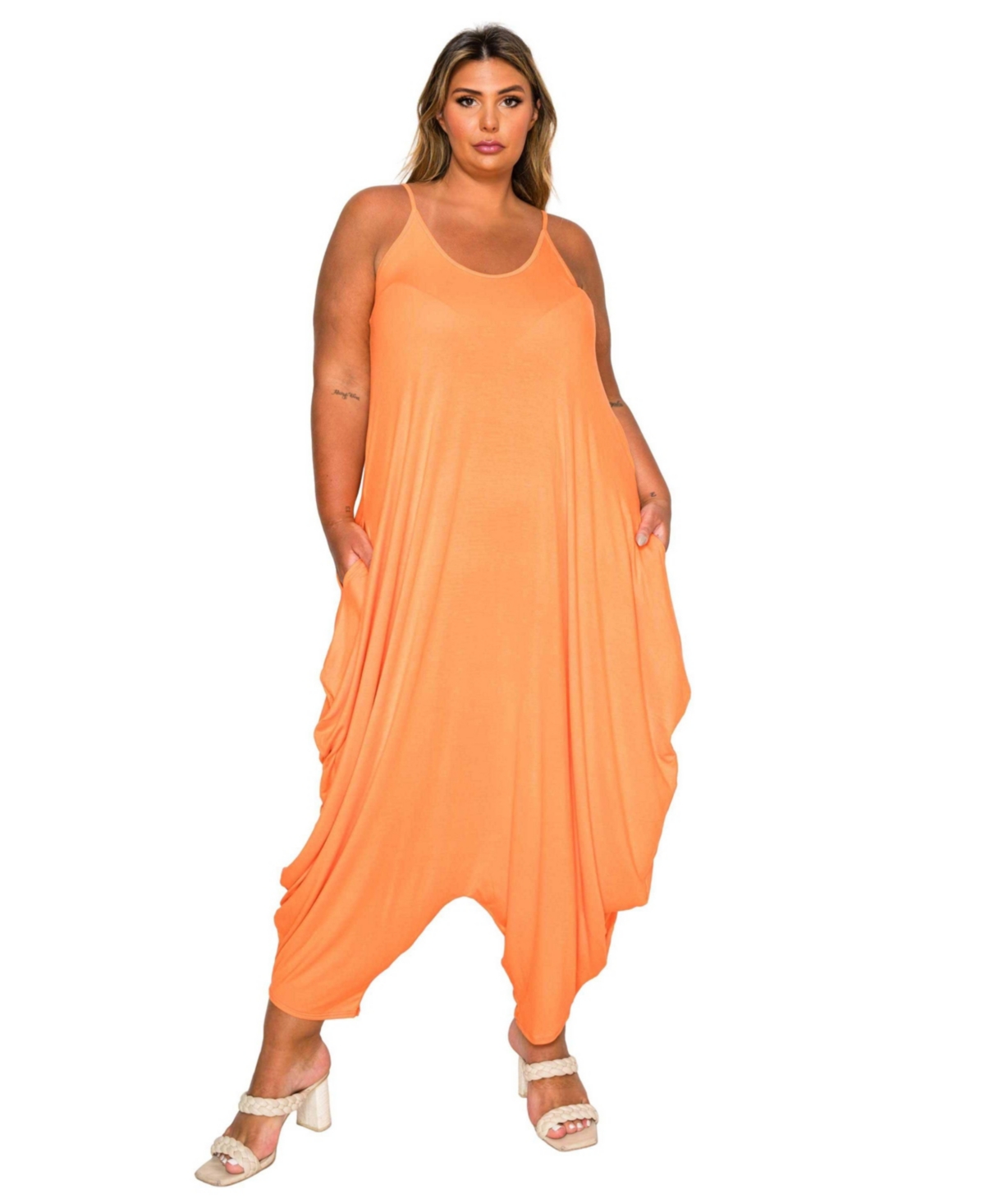 Plus Size Quinn Pocket Jumpsuit - Orange