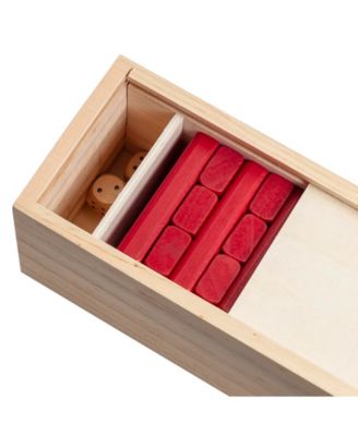 Walnut Stain Wood Blocks Tower Game with Wooden Box, 12 in.