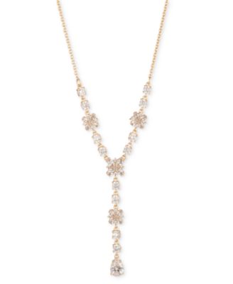 Marchesa - Cubic Zirconia Cluster Lariat Necklace, 16" + 3" extender