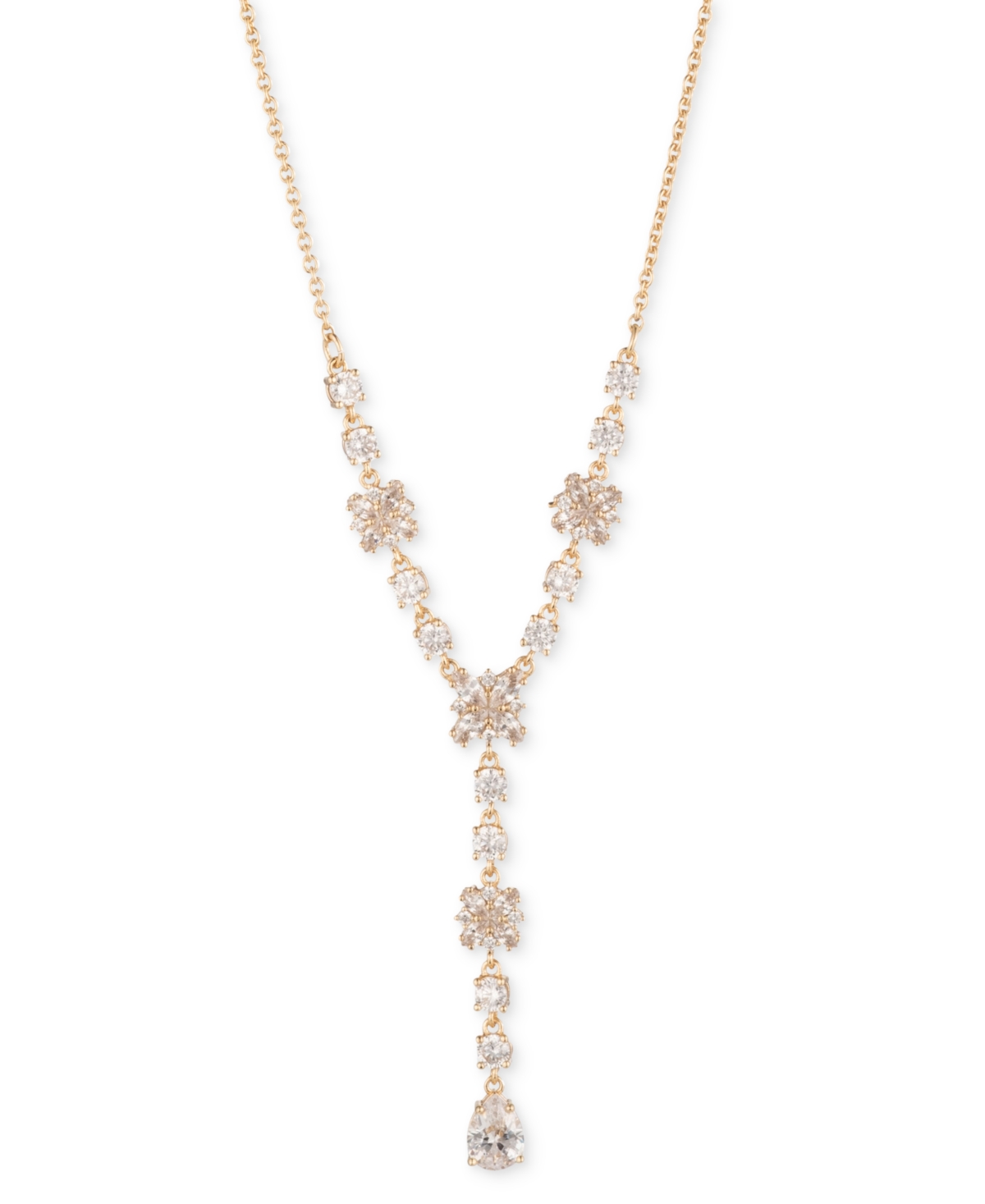 Marchesa Cubic Zirconia Cluster Lariat Necklace, 16" + 3" Extender In Gold