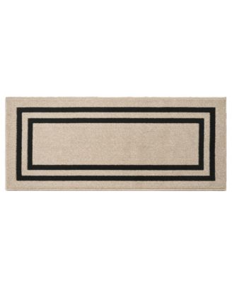 Jean Pierre Double Line Border Tufted - Machine Washable Runner Rug, 26" x 60"