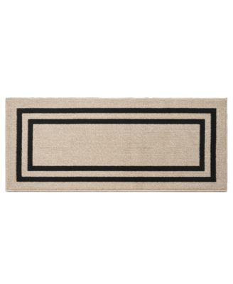Jean Pierre Double Line Border Tufted - Machine Washable Runner Rug, 26" x 72"